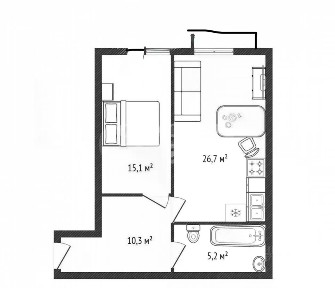 Продается 1-комн. квартира, 57 м²