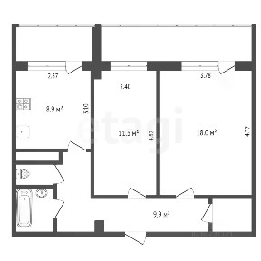 Продается 2-комн. квартира, 54 м²