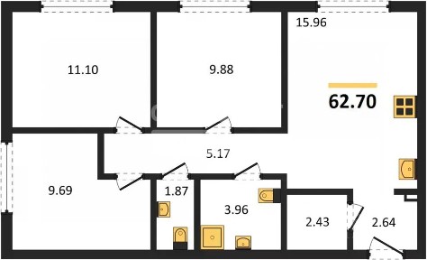 Продается 3-комн. квартира, 62,7 м²