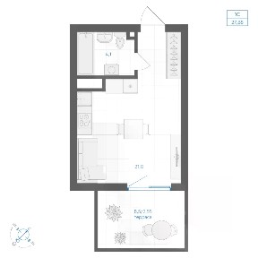 Продается студия, 27,65 м²