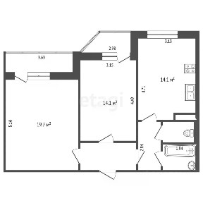 Продается 2-комн. квартира, 61,9 м²