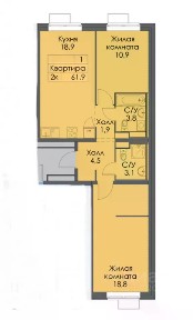 Продается 3-комн. квартира, 61,1 м²