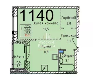 Продается 1-комн. квартира, 33,2 м²