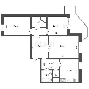 Продается 3-комн. квартира, 77,9 м²