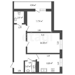 Продается 2-комн. квартира, 59,8 м²