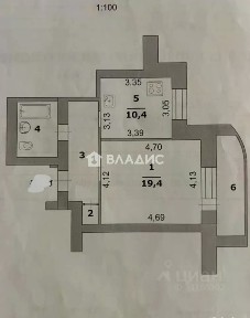 Продается 1-комн. квартира, 44,3 м²