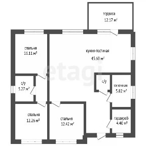 Продается 1-этажный дом, 125 м²
