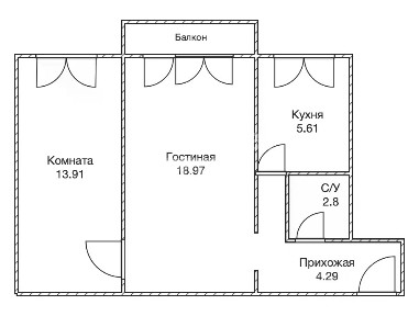 Продается 2-комн. квартира, 45,58 м²