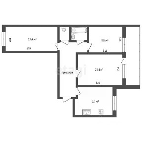Продается 3-комн. квартира, 63 м²