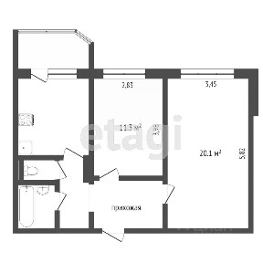 Продается 2-комн. квартира, 51,1 м²