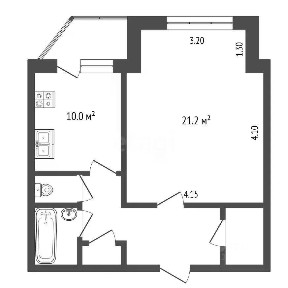 Продается 1-комн. квартира, 43,3 м²