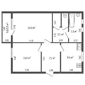 Продается 2-комн. квартира, 55 м²