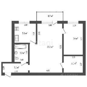 Продается 2-комн. квартира, 44 м²