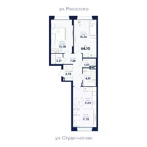 Продается 3-комн. квартира, 64,1 м²