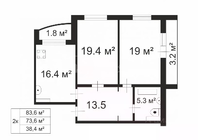 Продается 2-комн. квартира, 78,6 м²