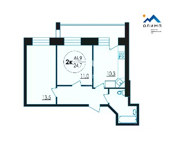 Продается 2-комн. квартира, 46,9 м²