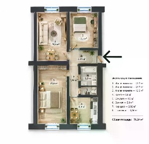 Продается 3-комн. квартира, 80 м²