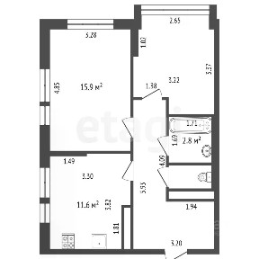 Продается 2-комн. квартира, 54,4 м²