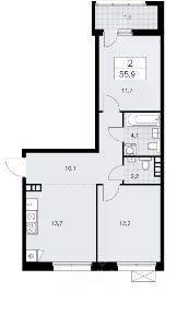 Продается 2-комн. квартира, 54 м²