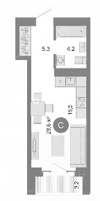 Продается студия, 28,6 м²
