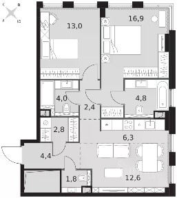 Продается 2-комн. квартира, 69 м²