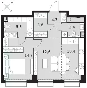 Продается 2-комн. квартира, 54,5 м²