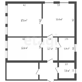 Продается 1-этажный дом, 62 м²