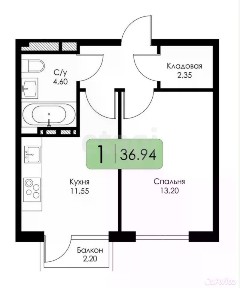 Продается 1-комн. квартира, 39,1 м²