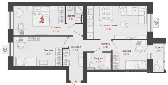 Продается 3-комн. квартира, 81 м²