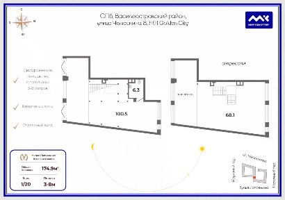Продается помещение свободного назначения, 174,9 м²