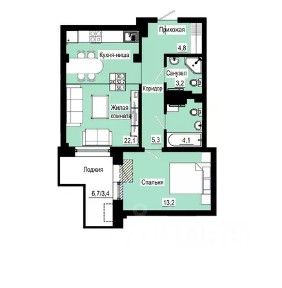 Продается 1-комн. квартира, 56 м²