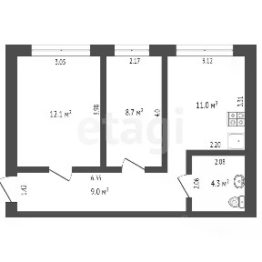 Продается 2-комн. квартира, 45,1 м²