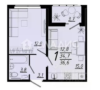 Продается 1-комн. квартира, 36,5 м²