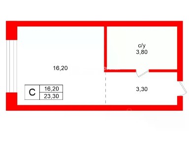 Продается студия, 23,3 м²