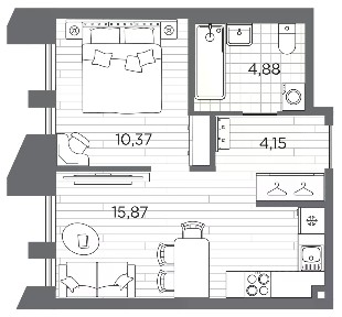 Продается 1-комн. квартира, 35,27 м²