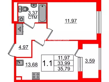 Продается 1-комн. квартира, 34 м²