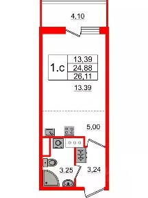 Продается студия, 25 м²
