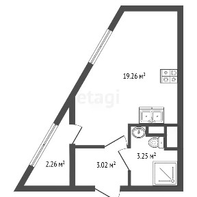 Продается студия, 25,2 м²
