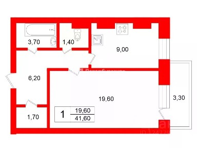 Продается 1-комн. квартира, 41,6 м²