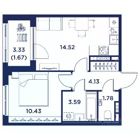 Продается 1-комн. квартира, 35,47 м²