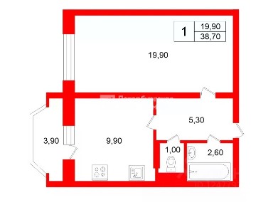 Продается 1-комн. квартира, 38,7 м²