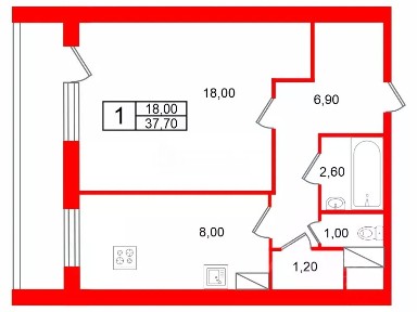 Продается 1-комн. квартира, 37,7 м²
