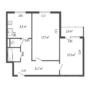 Продается 2-комн. квартира, 55,8 м²