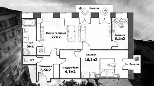 Продается 2-комн. квартира, 72,8 м²