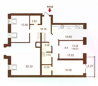 Продается 4-комн. квартира, 120,8 м²