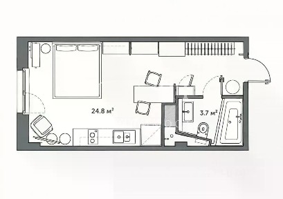 Продается апартаменты-студия, 28,8 м²