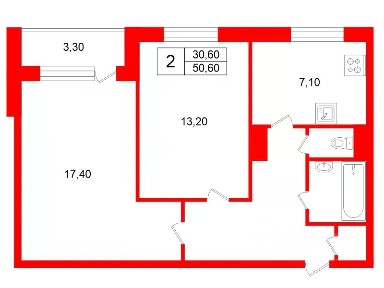 Продается 2-комн. квартира, 50,6 м²