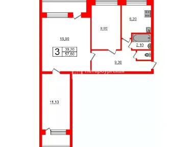 Продается 3-комн. квартира, 57,6 м²