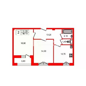 Продается 2-комн. квартира, 56,7 м²