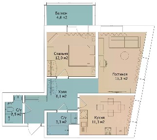 Продается 2-комн. квартира, 52,2 м²